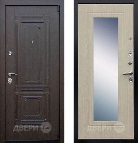 Входная металлическая Дверь АСД Викинг с зеркалом Белёный  дуб в Серпухове