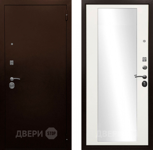 Входная металлическая Дверь Ратибор Рим 3К зеркало Белый матовый в Серпухове