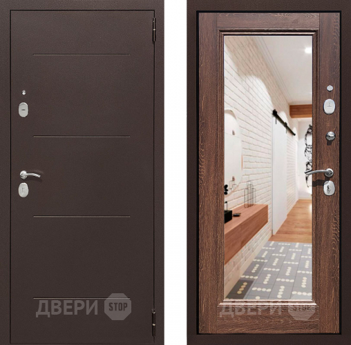 Дверь Престиж 100 с зеркалом Медь/Дуб филадельфия коньяк в Серпухове