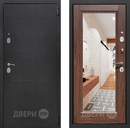 Входная металлическая Дверь Престиж 100 с зеркалом Шелк/Дуб филадельфия коньяк в Серпухове