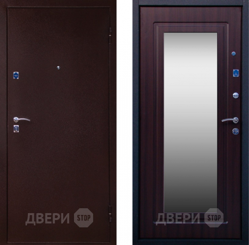Входная металлическая Дверь СТОП Медь ЗЕРКАЛО Венге в Серпухове