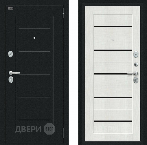 Входная металлическая Дверь Bravo Борн Букле черное/Bianco Veralinga в Серпухове