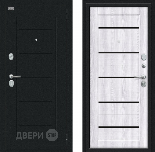 Входная металлическая Дверь Bravo Борн Букле черное/Riviera Ice в Серпухове