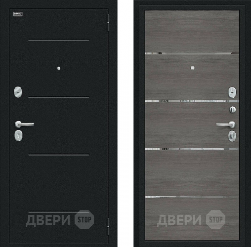 Дверь Bravo Лайн Букле черное/Grey Veralinga в Серпухове