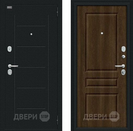 Входная металлическая Дверь Bravo Пик Букле черное/Dark Barnwood в Серпухове