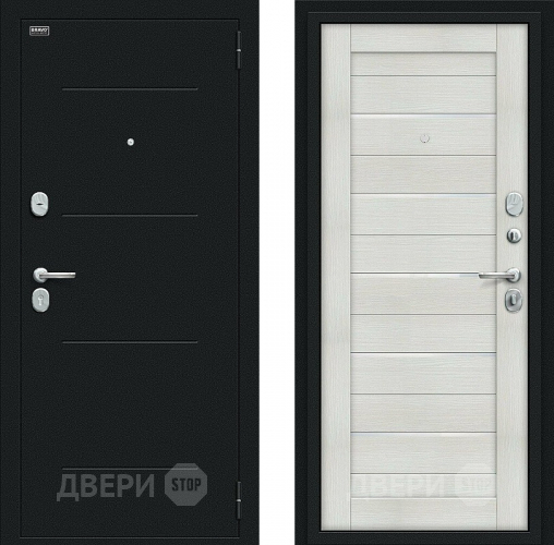 Входная металлическая Дверь Bravo Техно Kale Букле черное/Bianco Veralinga в Серпухове