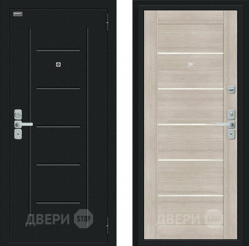 Входная металлическая Дверь Bravo Райт Букле черное/Cappuccino Veralinga в Серпухове