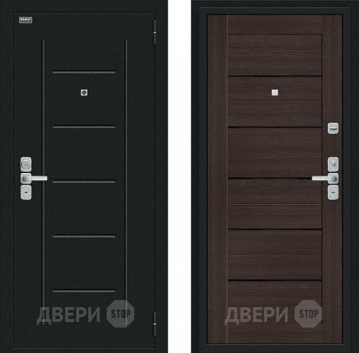 Входная металлическая Дверь Bravo Райт Букле черное/Wenge Veralinga в Серпухове