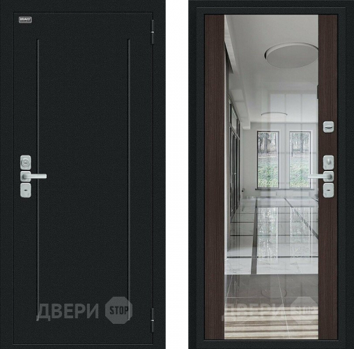 Входная металлическая Дверь Bravo Глори Букле черное/Wenge Veralinga в Серпухове