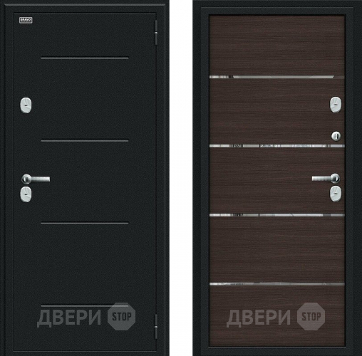 Дверь Bravo Thermo Лайн Букле черное/Wenge Veralinga в Серпухове