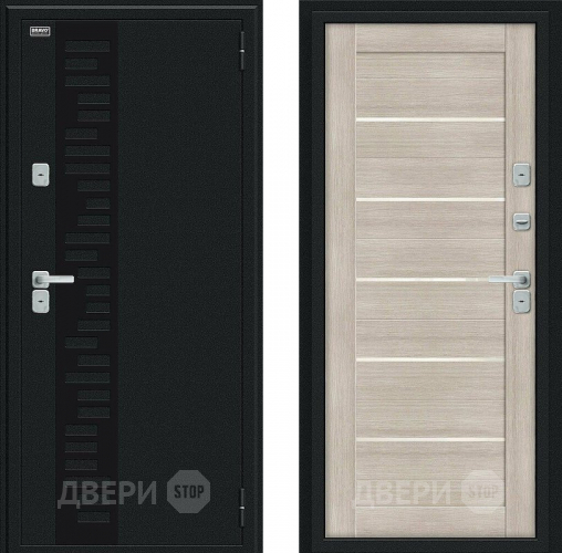 Дверь Bravo Thermo Техно Декор Букле черное/Cappuccino Veralinga в Серпухове