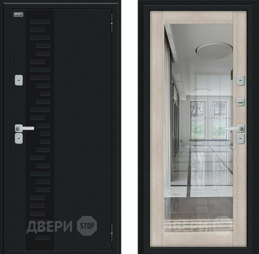 Дверь Bravo Thermo Флэш Декор Букле черное/Cappuccino Veralinga в Серпухове