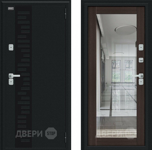 Дверь Bravo Thermo Флэш Декор Букле черное/Wenge Veralinga в Серпухове