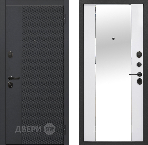 Входная металлическая Дверь Флорида Зеркало Фацет Эммалит Белый в Серпухове