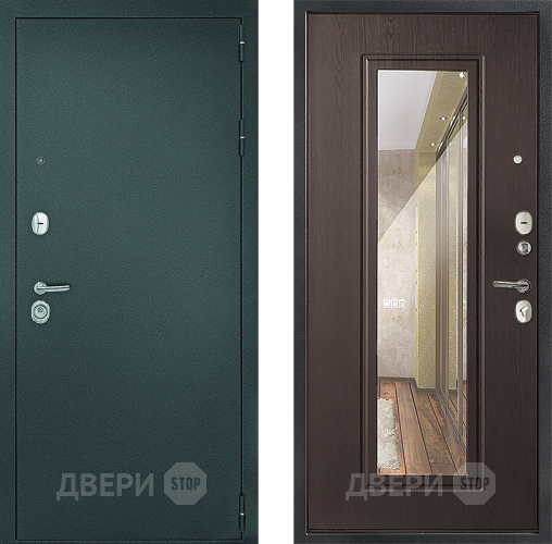 Входная металлическая Дверь Дверной Континент Рубикон Серебро Зеркало Венге в Серпухове