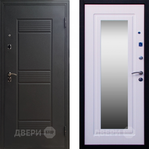 Входная металлическая Дверь СТОП ЗЕРКАЛО Ясень Белый в Серпухове