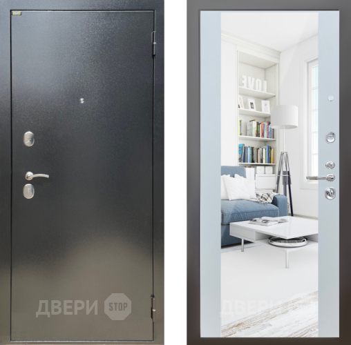 Дверь Шелтер (SHELTER) Стандарт 13 с зеркалом Белый матовый в Серпухове