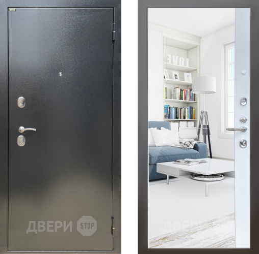 Дверь Шелтер (SHELTER) Стандарт 14 с зеркалом Белый матовый в Серпухове
