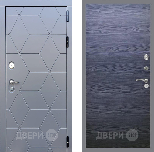 Входная металлическая Дверь Стоп КОСМО Гладкая Дуб тангенальный черный в Серпухове
