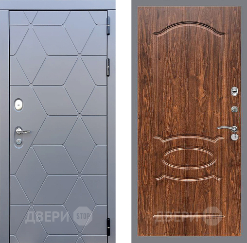 Входная металлическая Дверь Стоп КОСМО ФЛ-128 орех тисненый в Серпухове