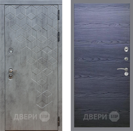 Входная металлическая Дверь Стоп БЕТОН Гладкая Дуб тангенальный черный в Серпухове