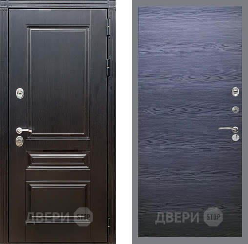 Входная металлическая Дверь Стоп МЕГАПОЛИС Гладкая Дуб тангенальный черный в Серпухове