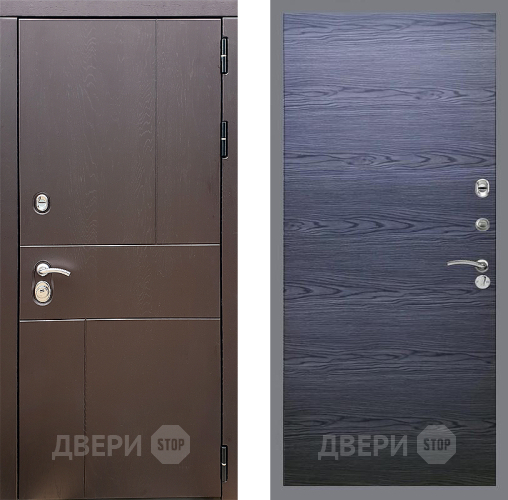 Входная металлическая Дверь Стоп УРБАН Гладкая Дуб тангенальный черный в Серпухове