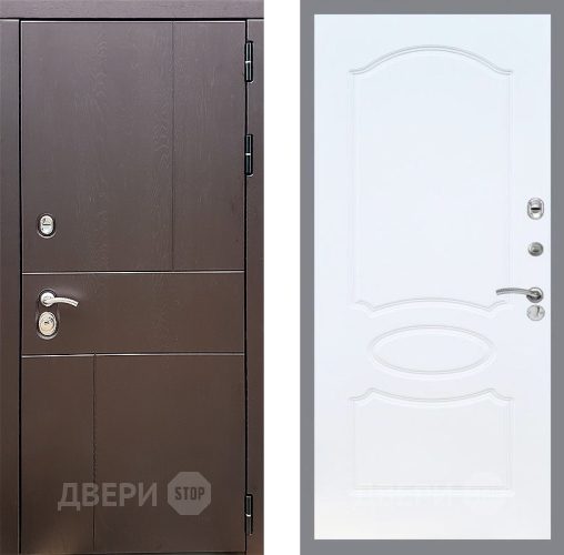 Входная металлическая Дверь Стоп УРБАН ФЛ-128 Белый ясень в Серпухове