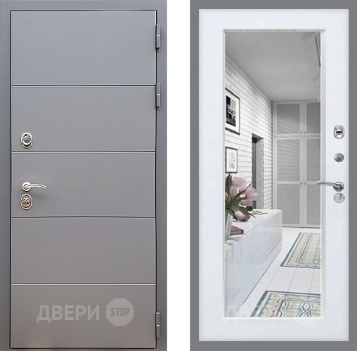 Дверь Стоп АРТ ГРАФИТ Зеркало Белый ясень в Серпухове