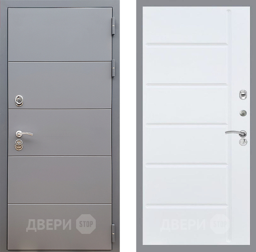 Входная металлическая Дверь Стоп АРТ ГРАФИТ ФЛ-102 Белый ясень в Серпухове