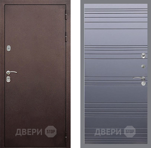 Входная металлическая Дверь Стоп КЛАССИК Медь Лайн Силк титан в Серпухове