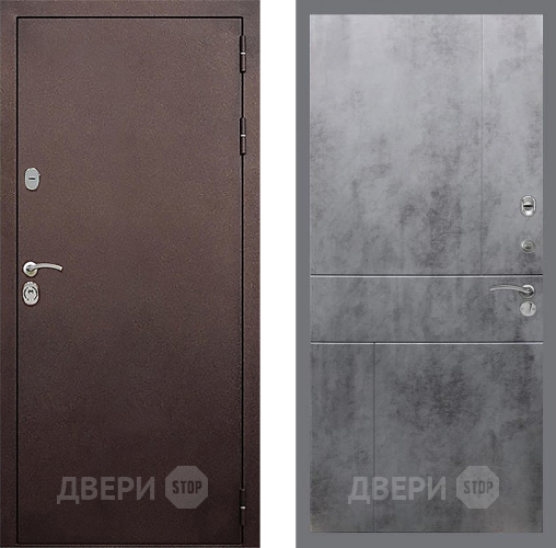 Входная металлическая Дверь Стоп КЛАССИК Медь ФЛ-290 Бетон темный в Серпухове