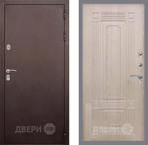 Входная металлическая Дверь Стоп КЛАССИК Медь ФЛ-2 Беленый дуб в Серпухове