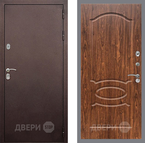 Входная металлическая Дверь Стоп КЛАССИК Медь ФЛ-128 орех тисненый в Серпухове
