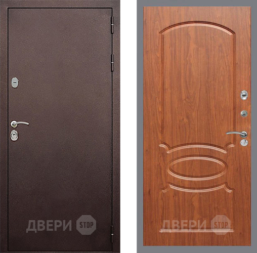 Входная металлическая Дверь Стоп КЛАССИК Медь ФЛ-128 Береза мореная в Серпухове