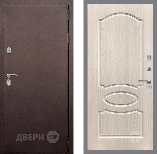 Входная металлическая Дверь Стоп КЛАССИК Медь ФЛ-128 Беленый дуб в Серпухове