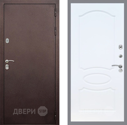 Входная металлическая Дверь Стоп КЛАССИК Медь ФЛ-128 Белый ясень в Серпухове
