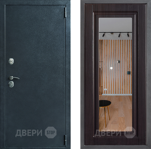 Входная металлическая Дверь Дверной континент ДК-70 Дизайн ФЛЗ Зеркало Венге в Серпухове