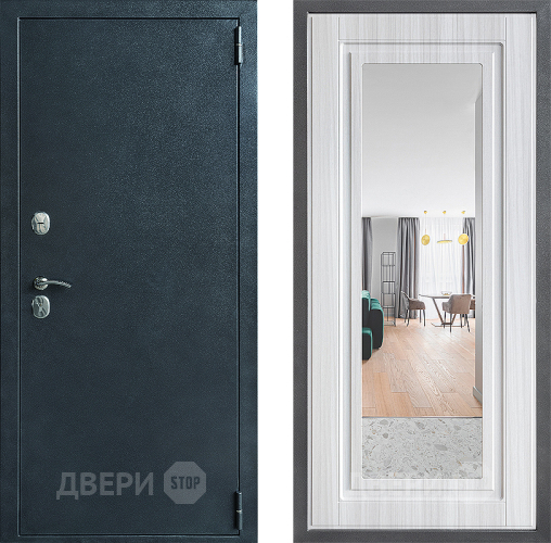 Входная металлическая Дверь Дверной континент ДК-70 Дизайн ФЛЗ Зеркало Сандал белый в Серпухове