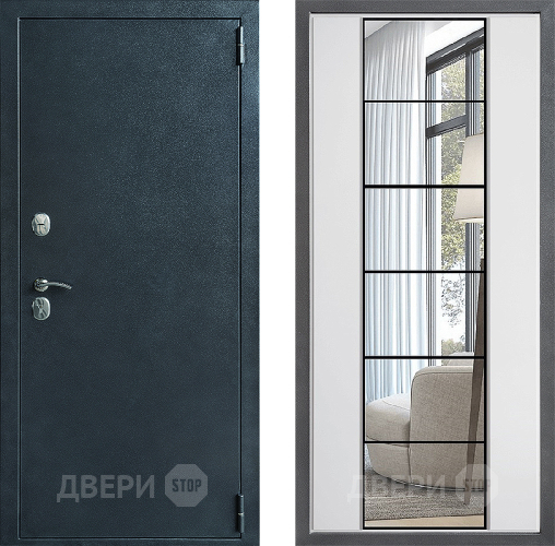 Входная металлическая Дверь Дверной континент ДК-70 Дизайн ФЛЗ-2 Зеркало Белый софт в Серпухове