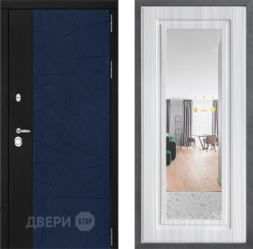 Входная металлическая Дверь Дверной континент ДК-9 ФЛЗ Зеркало Сандал белый в Серпухове