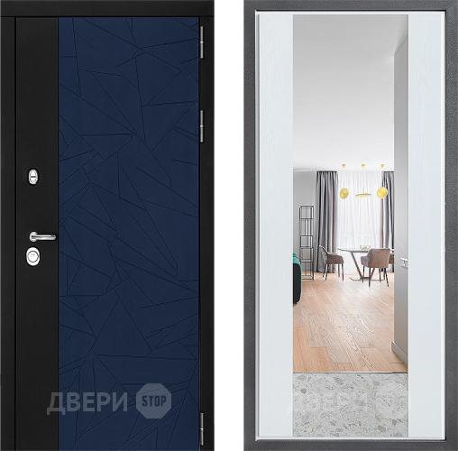 Входная металлическая Дверь Дверной континент ДК-9 ФЛЗ-1 Зеркало Белое дерево в Серпухове