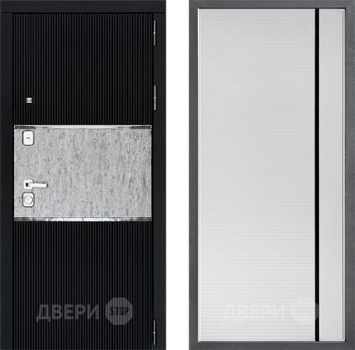Входная металлическая Дверь Дверной континент ДК-13 ФЛ-757 Черное Стекло Софт милк в Серпухове