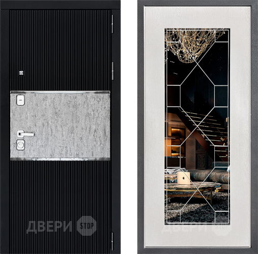 Входная металлическая Дверь Дверной континент ДК-13 ФЛ-Тиффани Зеркало Белое дерево в Серпухове