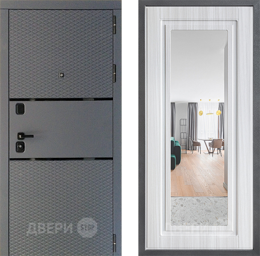 Входная металлическая Дверь Дверной континент Диамант Дизайн ФЛЗ Зеркало Сандал белый в Серпухове
