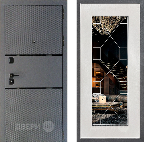 Входная металлическая Дверь Дверной континент Диамант Дизайн ФЛ-Тиффани Зеркало Белое дерево в Серпухове