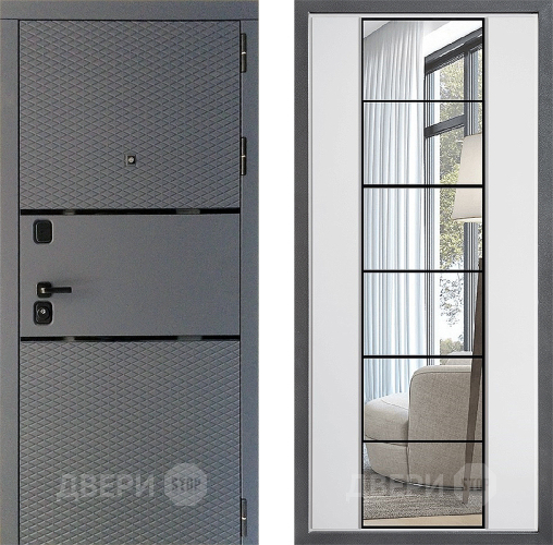 Входная металлическая Дверь Дверной континент Диамант Дизайн ФЛЗ-2 Зеркало Белый софт в Серпухове