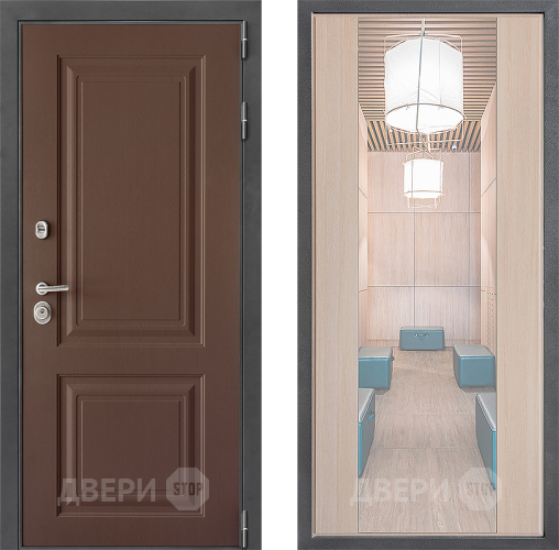 Входная металлическая Дверь Дверной континент ДК-3/729 ФЛЗ-1 Зеркало Капучино в Серпухове