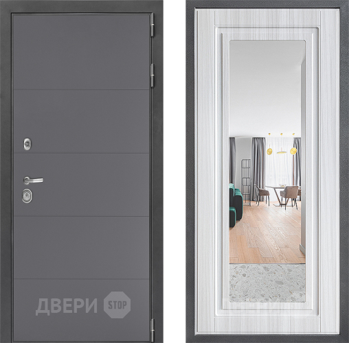 Входная металлическая Дверь Дверной континент ДК-3/649 ФЛЗ Зеркало Сандал белый в Серпухове
