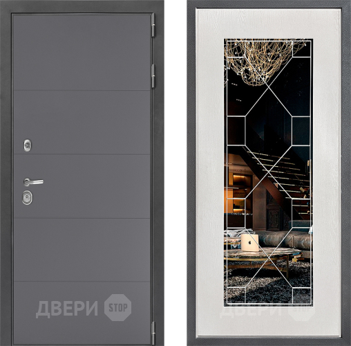 Дверь Дверной континент ДК-3/649 ФЛ-Тиффани Зеркало Белое дерево в Серпухове